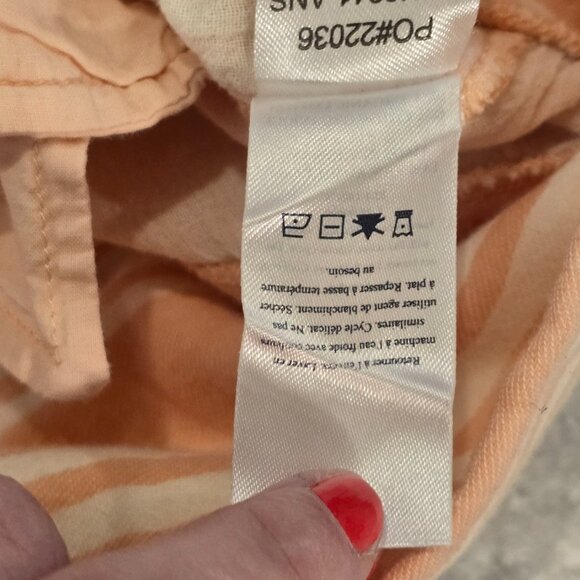 FAHERTY Women's Medium Isha Striped 100% Organic Cotton Dress Pockets Peach/Pink - Picture 9 of 13